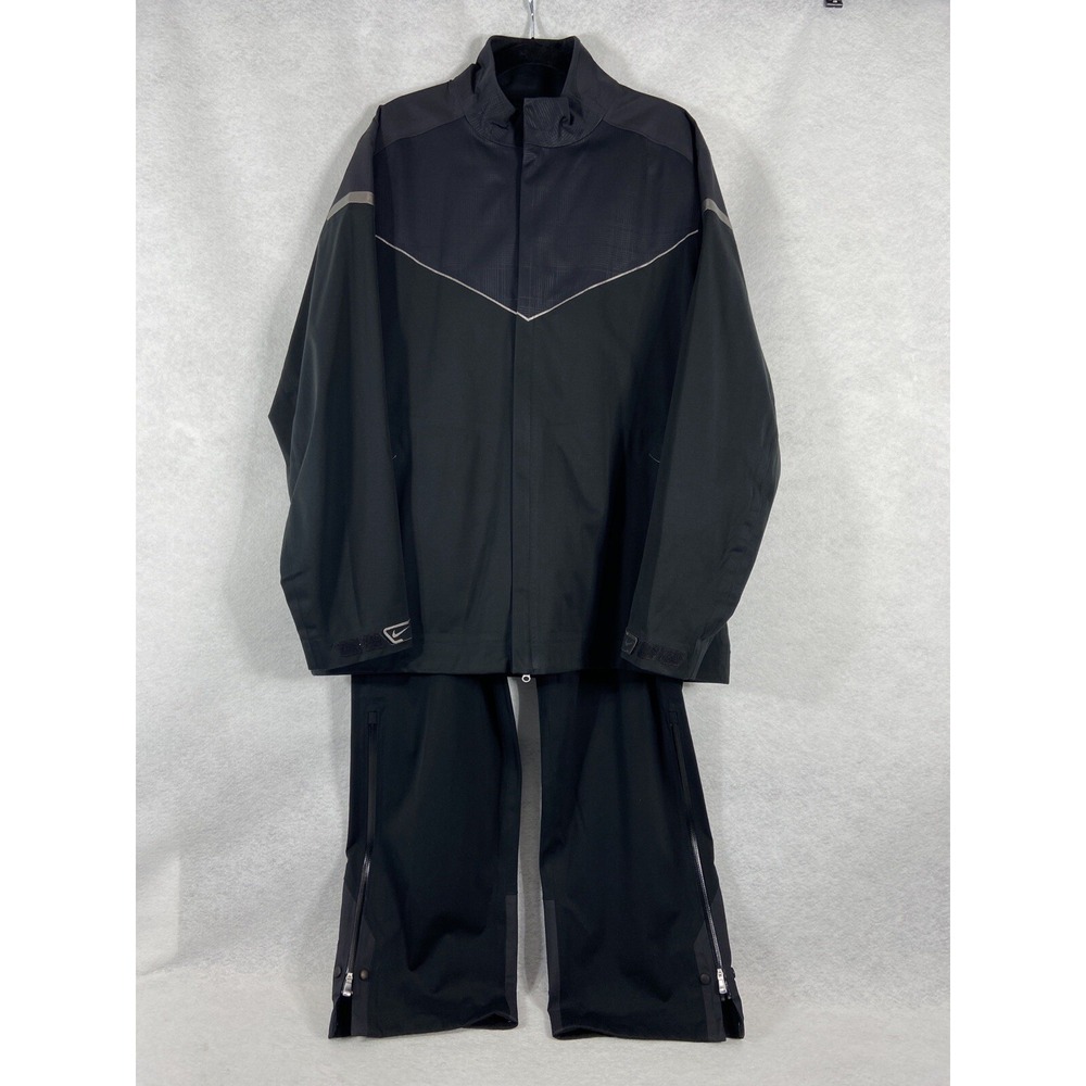 Nike Golf 2PC Tracksuit Set Men's Large Black Storm‎ Fit Long Sleeves Full Zip